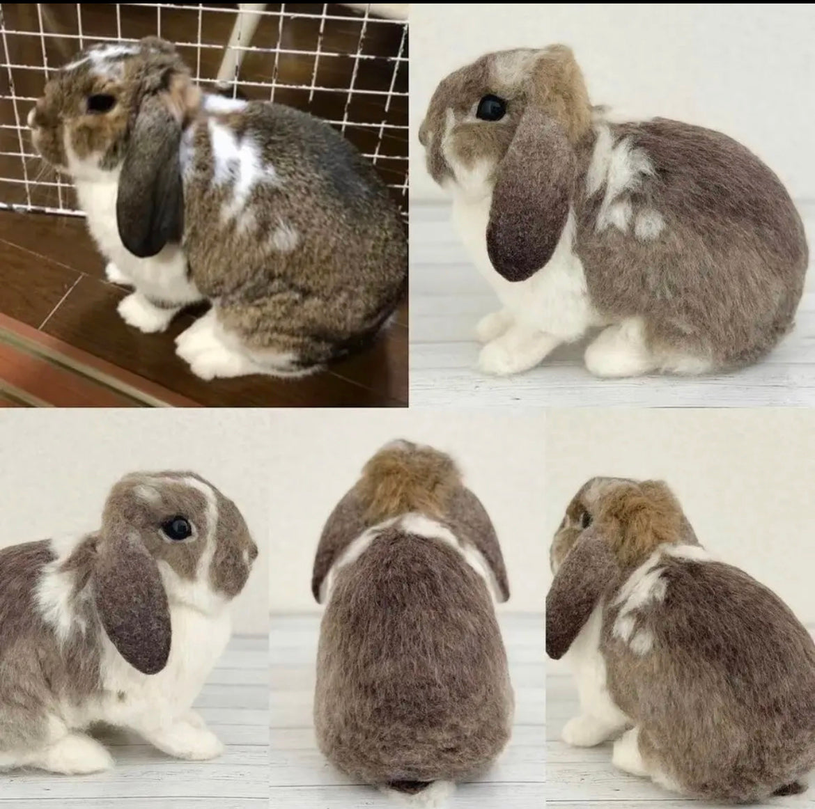 【XL】Custom Needle Felted Rabbit, Custom Felt Rabbit, Pet Portrait, Needle Felted Animals, Pet Memorial, Rabbit Lover Gift