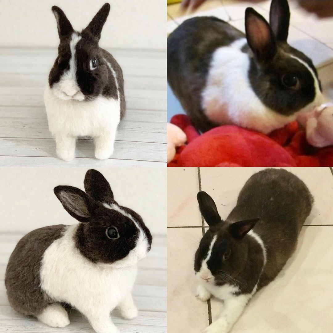 【M】Custom Needle Felted Rabbit, Custom Felt Rabbit, Pet Portrait, Needle Felted Animals, Pet Memorial, Rabbit Lover Gift