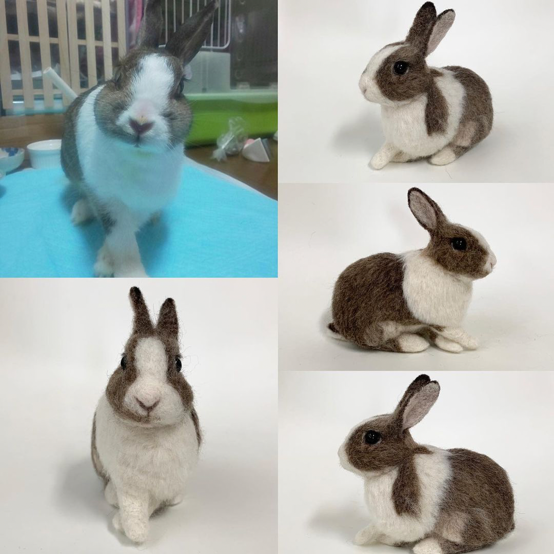 【S】Custom Needle Felted Rabbit, Custom Felt Rabbit, Pet Portrait, Needle Felted Animals, Pet Memorial, Rabbit Lover Gift