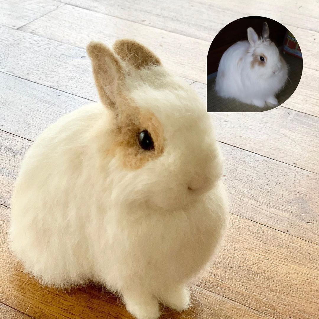 【S】Custom Needle Felted Rabbit, Custom Felt Rabbit, Pet Portrait, Needle Felted Animals, Pet Memorial, Rabbit Lover Gift