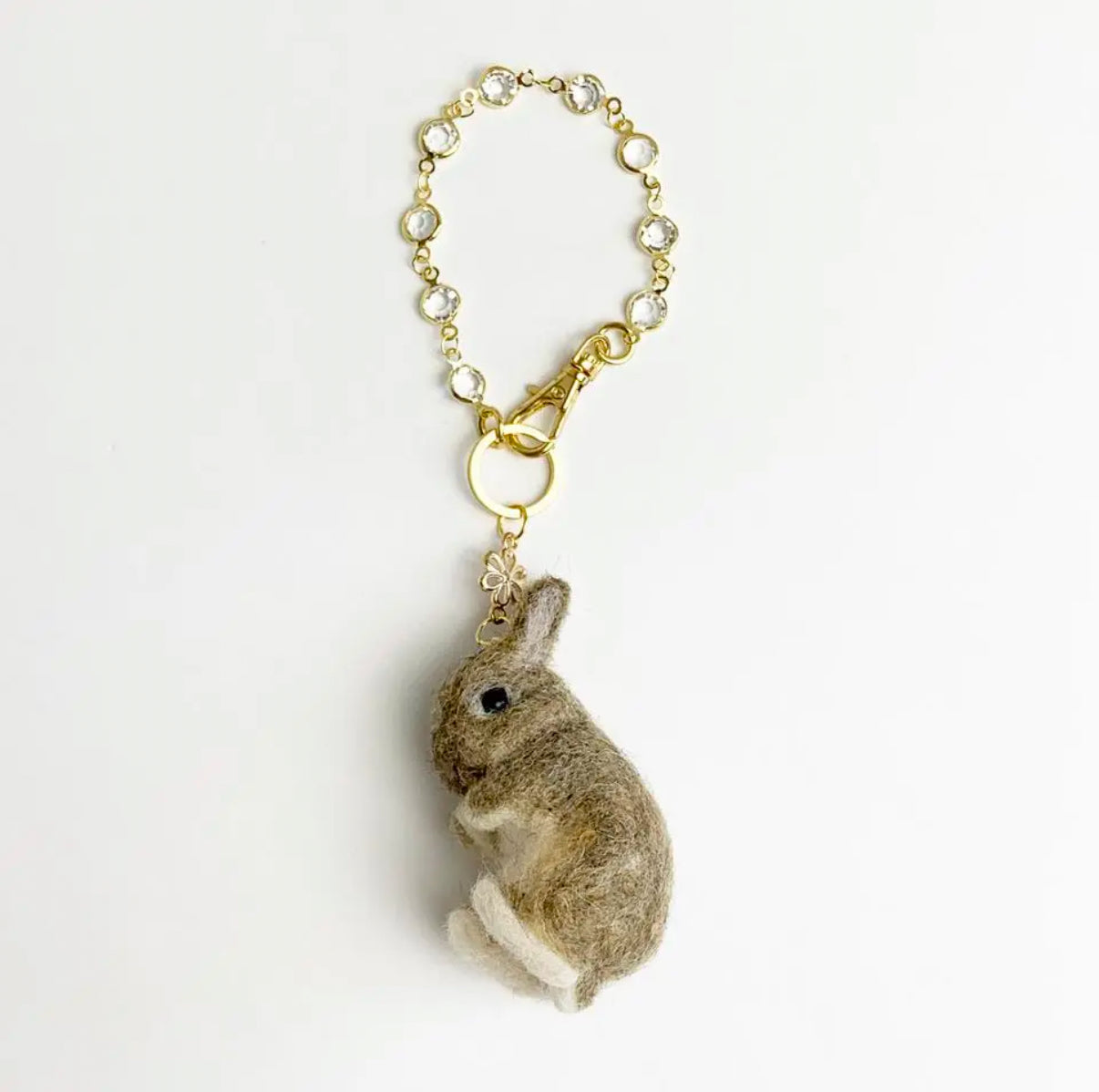 Wool Felt Bunny Bag Charm – Mini Baby Size, Customizable – Keychain / Strap / Ornament