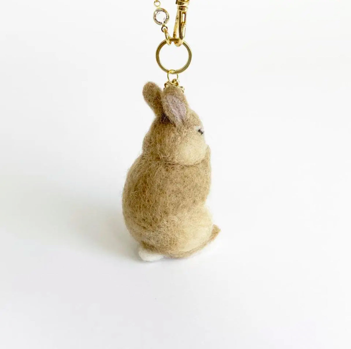 Wool Felt Bunny Bag Charm – Grooming & Praying Pose , Lucky Charm, Customizable – Keychain / Strap / Ornament