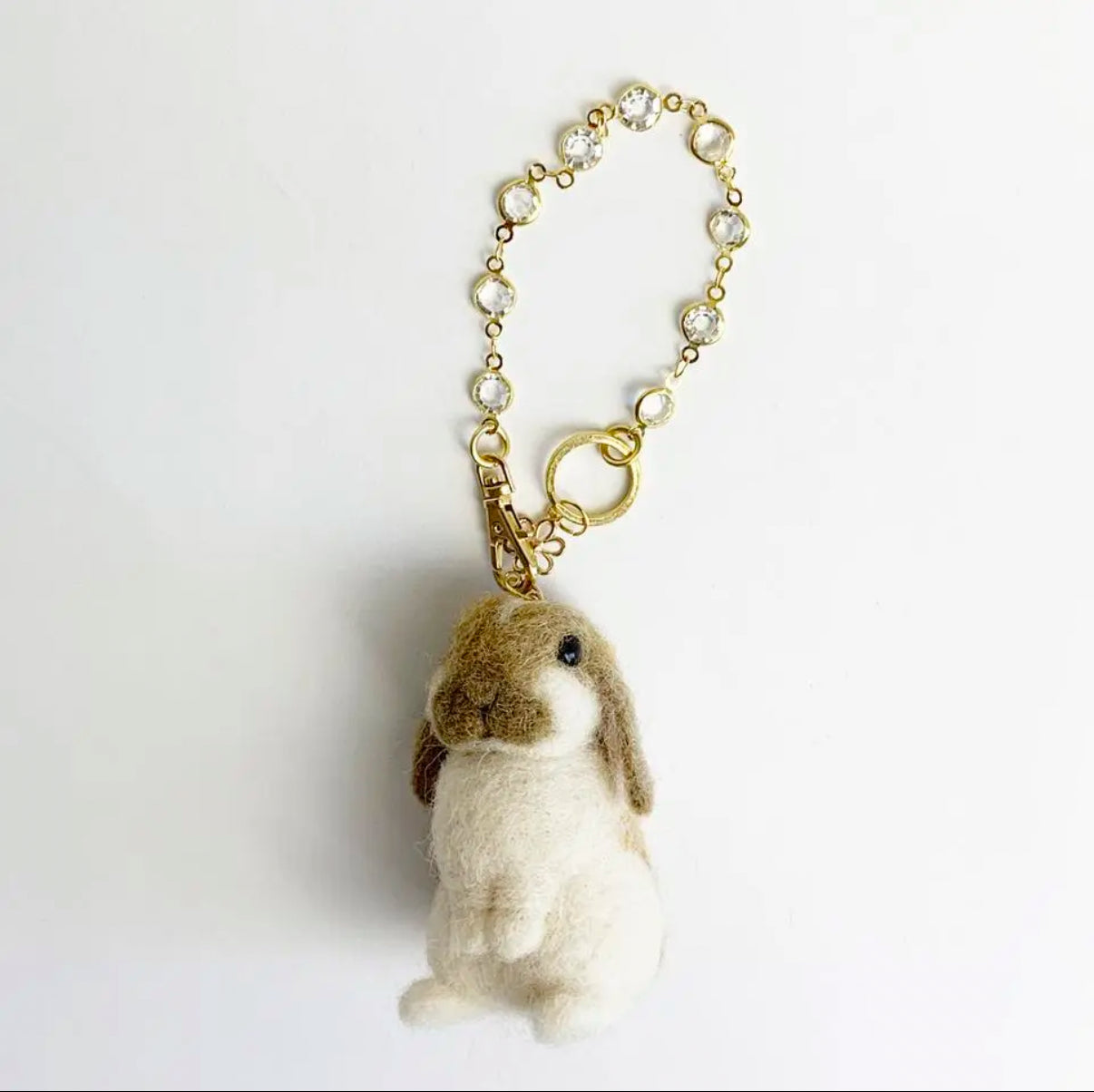 Wool Felt Bunny Bag Charm – Standing pose, Customizable – Keychain / Strap / Ornament